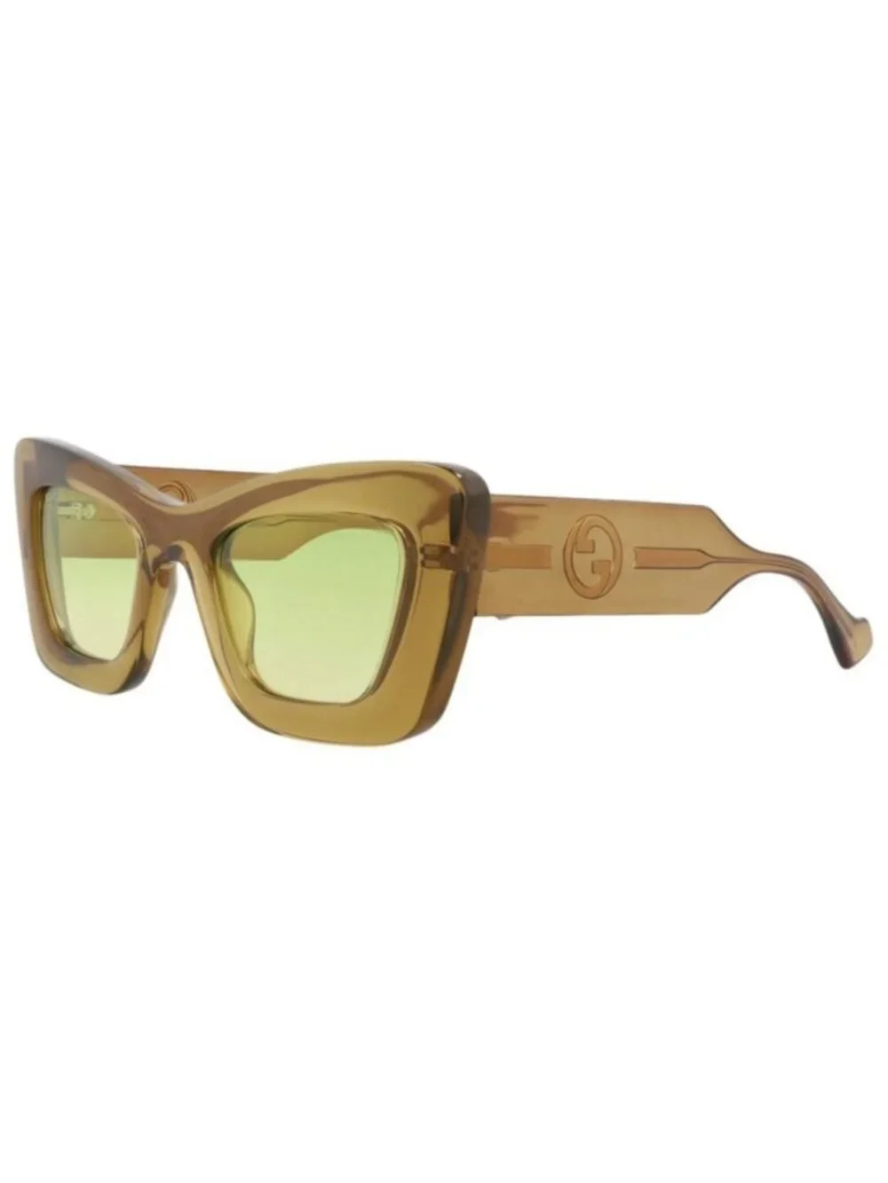 New Gucci Womens Cat Eye Brown Brown Green Fashion Designer Sunglasses